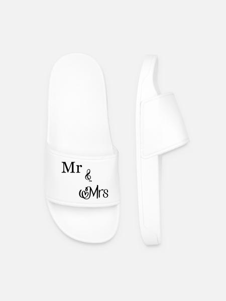 Mr and Mrs - Men’s Pool Sliders - white
