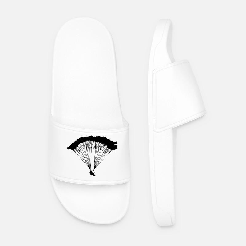 Skydiver in clouds silhouette - Men’s Pool Sliders - white