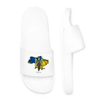 Ukraine outline trident Zelensky - Men’s Pool Sliders - white - Front