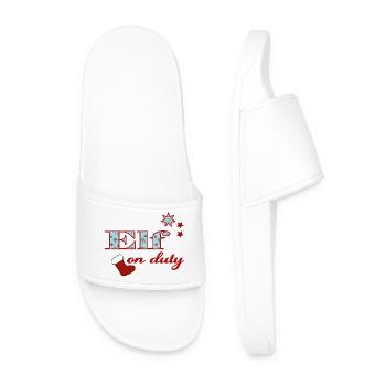 Elf on duty Christmas humour - Men’s Pool Sliders - white - Front