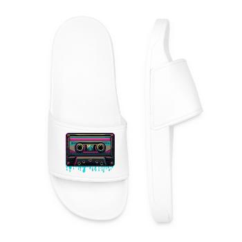 Retro Neon Music Cassette Vintage Sound - Men’s Pool Sliders - white - Front