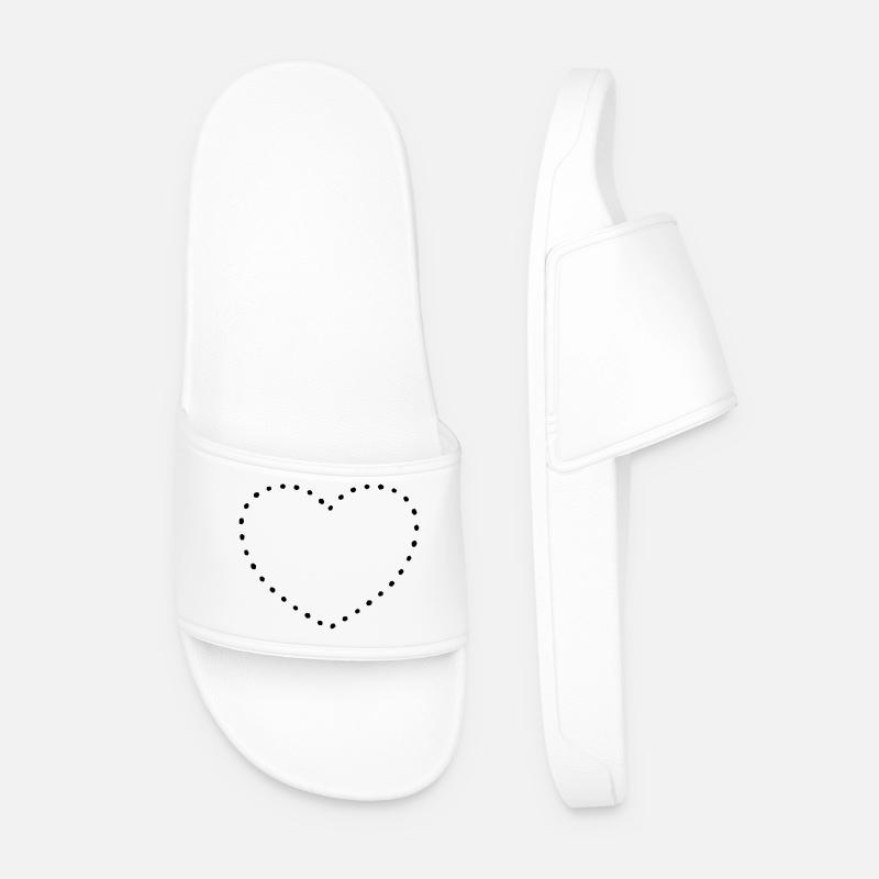 Heart black dots - Men’s Pool Sliders - white