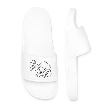 Ausmalbild Löwe Kawaii Handillustriert - Männer Badelatschen - Weiß - Vorne