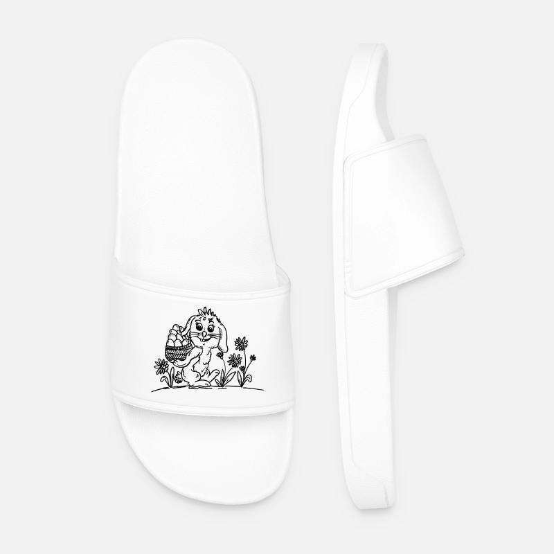 Cute bunny with Easter eggs - Men’s Pool Sliders - white