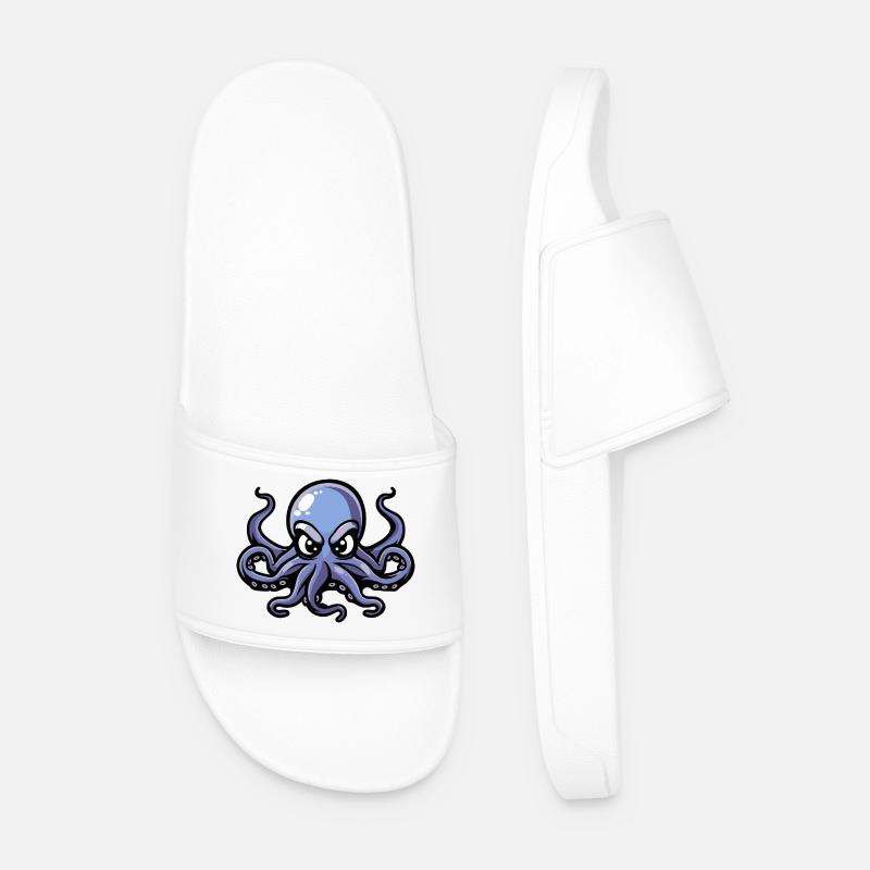 Octopus Comic - Men’s Pool Sliders - white