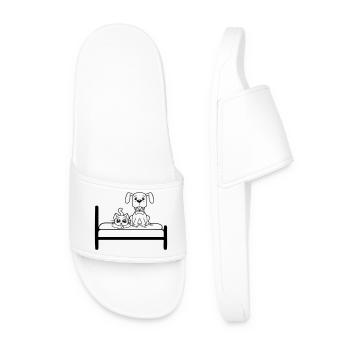 Dog Bed Cat Two Friends Team Kitten 2 Crew - Men’s Pool Sliders - white - Front