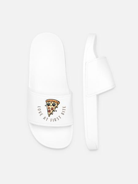 Melted Perfection – Pizza Lovers Unite! - Men’s Pool Sliders - white
