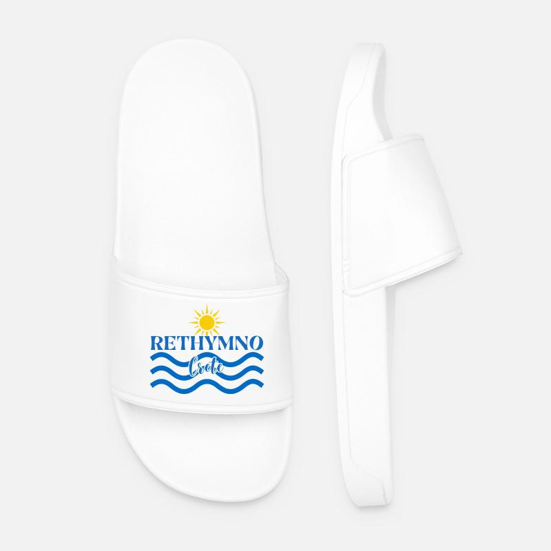 Rethymno Sunset Wave Design - Men’s Pool Sliders - white