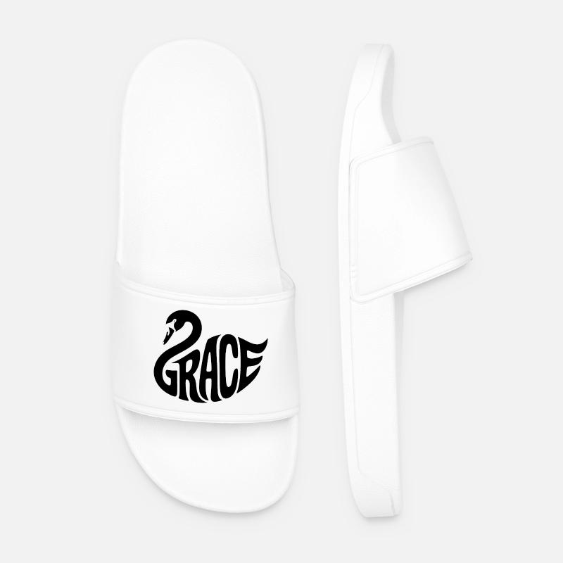 Grace - Cool Swan Logo - Men’s Pool Sliders - white