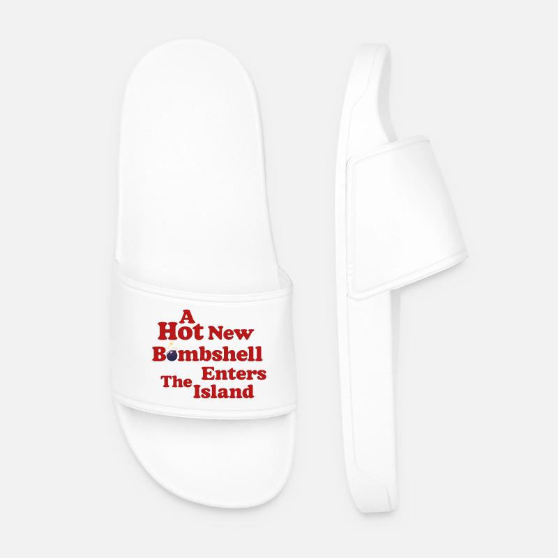 Hot New Bombshell Tea - Men’s Pool Sliders - white