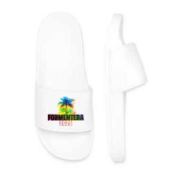 Formentera 2025 Colorful Palm Trees - Men’s Pool Sliders - white - Front