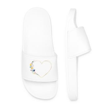 Coeur et fleurs sauvages personnalisables - Claquettes Homme - blanc - Devant