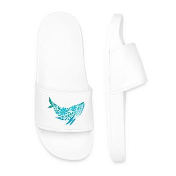 Floral nordique - Baleine bleue - Claquettes Homme - blanc - Devant