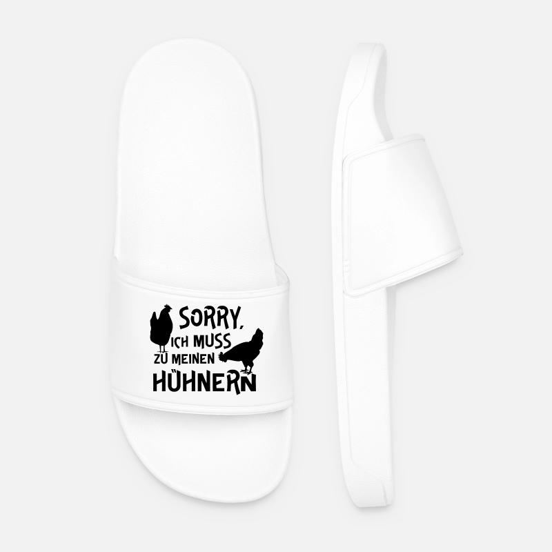 Humorous chicken design with text - Men’s Pool Sliders - white