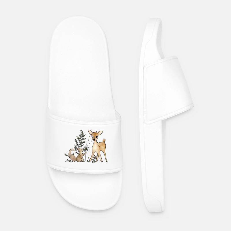 Reh_und_Eichhoernchen - Männer Badelatschen - Weiß