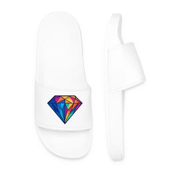 Geometrischer Diamant | Bunt / Regenbogen Design - Männer Badelatschen - Weiß - Vorne