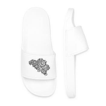 Belgium Map Mandala Brussels Bruges - Men’s Pool Sliders - white - Front