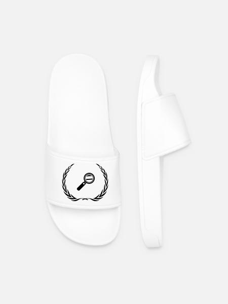 Magnifying Glass Symbol Wreath - Men’s Pool Sliders - white