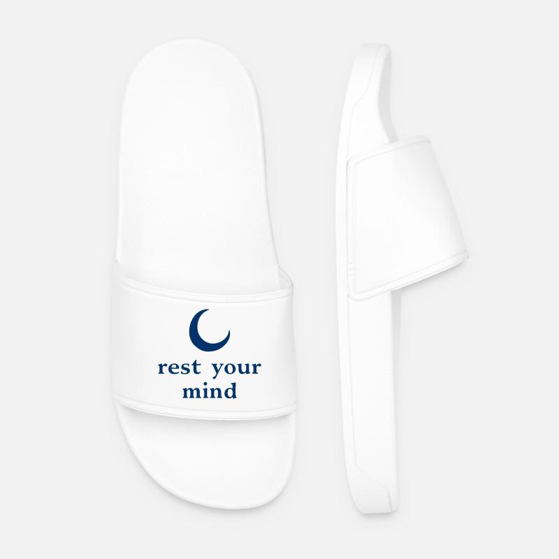 Rest Your Mind Mond Achtsamkeit Statement - Männer Badelatschen - Weiß