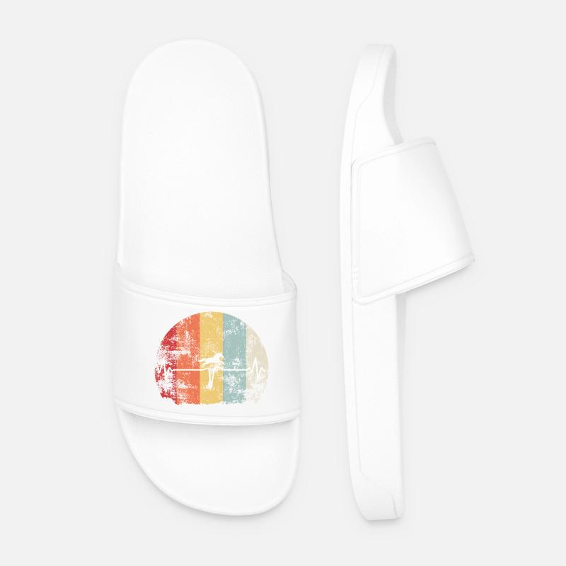 Herzschlag-Pferd im Retro Regenbogen - Männer Badelatschen - Weiß