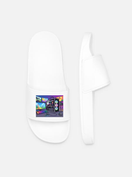 Farbenfrohes RGB-Gaming-Setup - Männer Badelatschen - Weiß