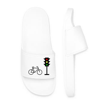 Traffic light print with bicycle - Men’s Pool Sliders - white - Front