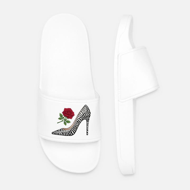 Zebra High Heel Rose - Männer Badelatschen - Weiß