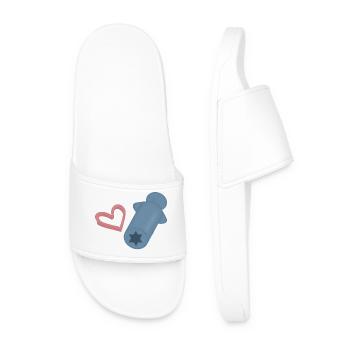 Heart Rocket Retro Print - Men’s Pool Sliders - white - Front