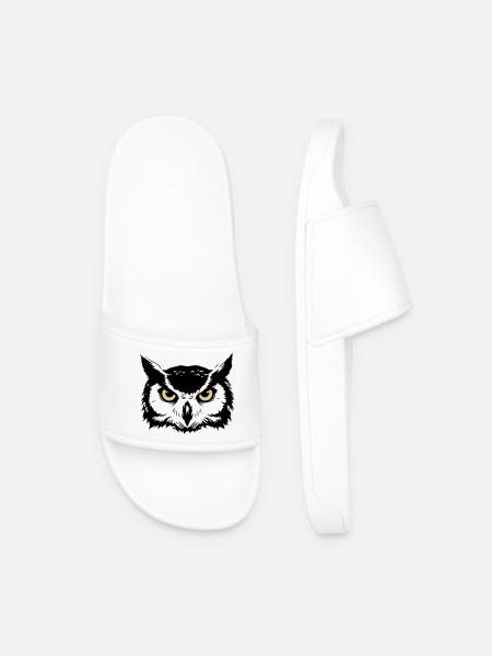 Mystic Owl Head Nature - Men’s Pool Sliders - white