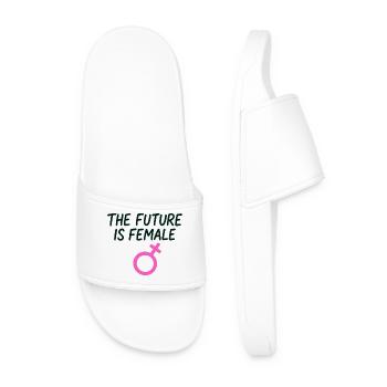 Female Saying Empowerment Girl Power - Men’s Pool Sliders - white - Front
