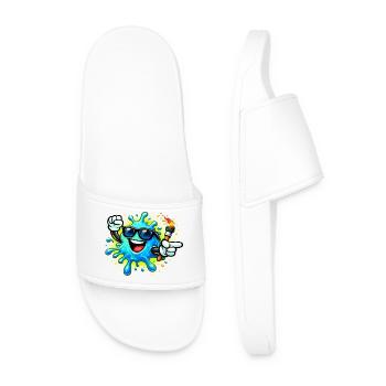 Cheerful Paint Splash with Sunglasses - Men’s Pool Sliders - white - Front