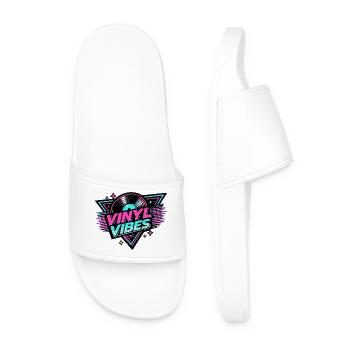 Vinyl Vibes Neon Retro - Men’s Pool Sliders - white - Front