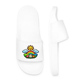 Sun Rainbow Flowers - Men’s Pool Sliders - white - Front