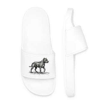 Croquis de pitbull – Design minimaliste de chien - Claquettes Homme - blanc - Devant