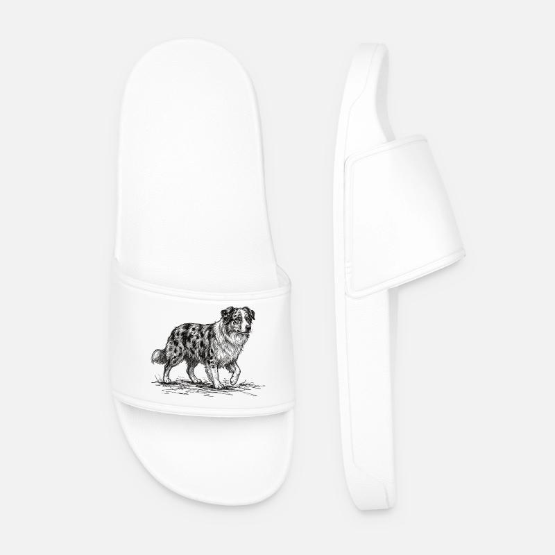 Australian Shepherd Sketch – Hund Design - Männer Badelatschen - Weiß