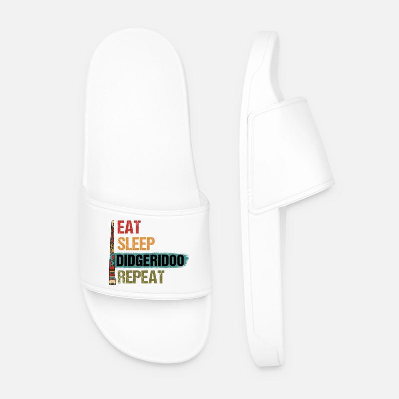 Eat Sleep Didgeridoo Repeat - Men’s Pool Sliders - white