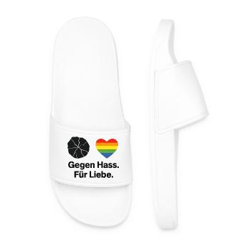 Liebe statt Hass Regenbogen Herz Spruch - Männer Badelatschen - Weiß - Vorne