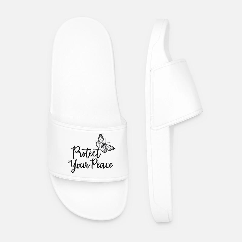 Protect Your Peace Butterfly Inner Peace - Men’s Pool Sliders - white