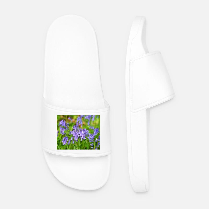 Bluebell - Violet Spring Bloom - Men’s Pool Sliders - white