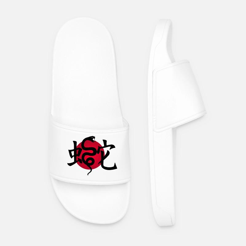 Black snake and red sun - Men’s Pool Sliders - white