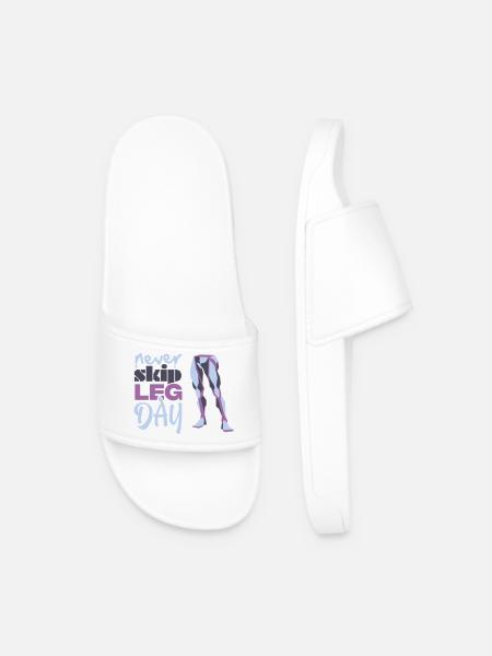 Never Skid Leg Day Graphic - Men’s Pool Sliders - white