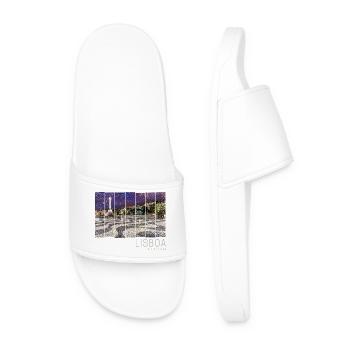 Lissabon in Portugal Retro Rossio Vintage Souvenir - Männer Badelatschen - Weiß - Vorne