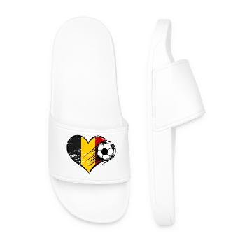 Belgium Flag Football with Heart Used - Men’s Pool Sliders - white - Front