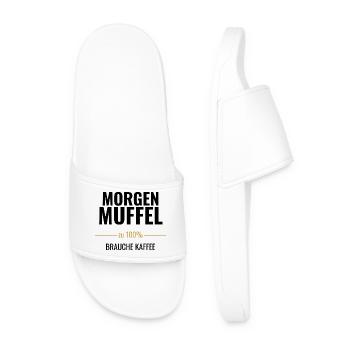 Morgenmuffel zu 100% – Brauche Kaffee - Männer Badelatschen - Weiß - Vorne