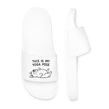 Voici ma posture de yoga pour laquelle mon chien paresseux drôle - Claquettes Homme - blanc - Devant