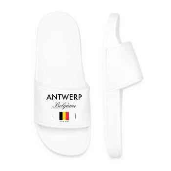 Antwerpen Belgien Koordinaten Reise Souvenir - Männer Badelatschen - Weiß - Vorne