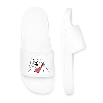 Winking Seal Wearing a Bandana Throwing Shaka Sign - Men’s Pool Sliders - white - Front