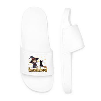 Witch and cat in star magic - Men’s Pool Sliders - white - Front