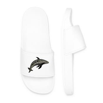 Bogolanfini whale 1 - Men’s Pool Sliders - white - Front