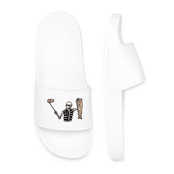 Selfie de squelette de pêche - Claquettes Homme - blanc - Devant